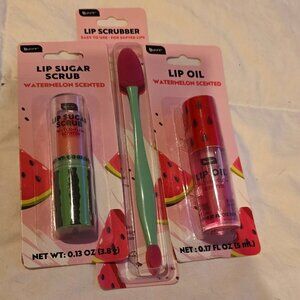 B-pure Watermelon Scented Lip Sugar Scrub, Lip Oil & Lip Scrubber Set